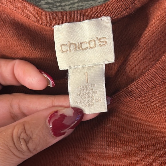 Chicos Rust Long Sleeve Sweater with Button Cuffs - Picture 4 of 4